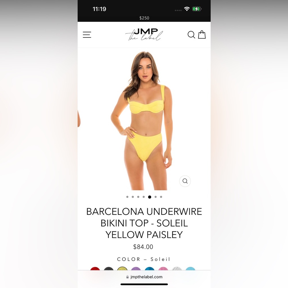 JMP the Label, Barcelona underwire bikini top, soleil yellow paisley